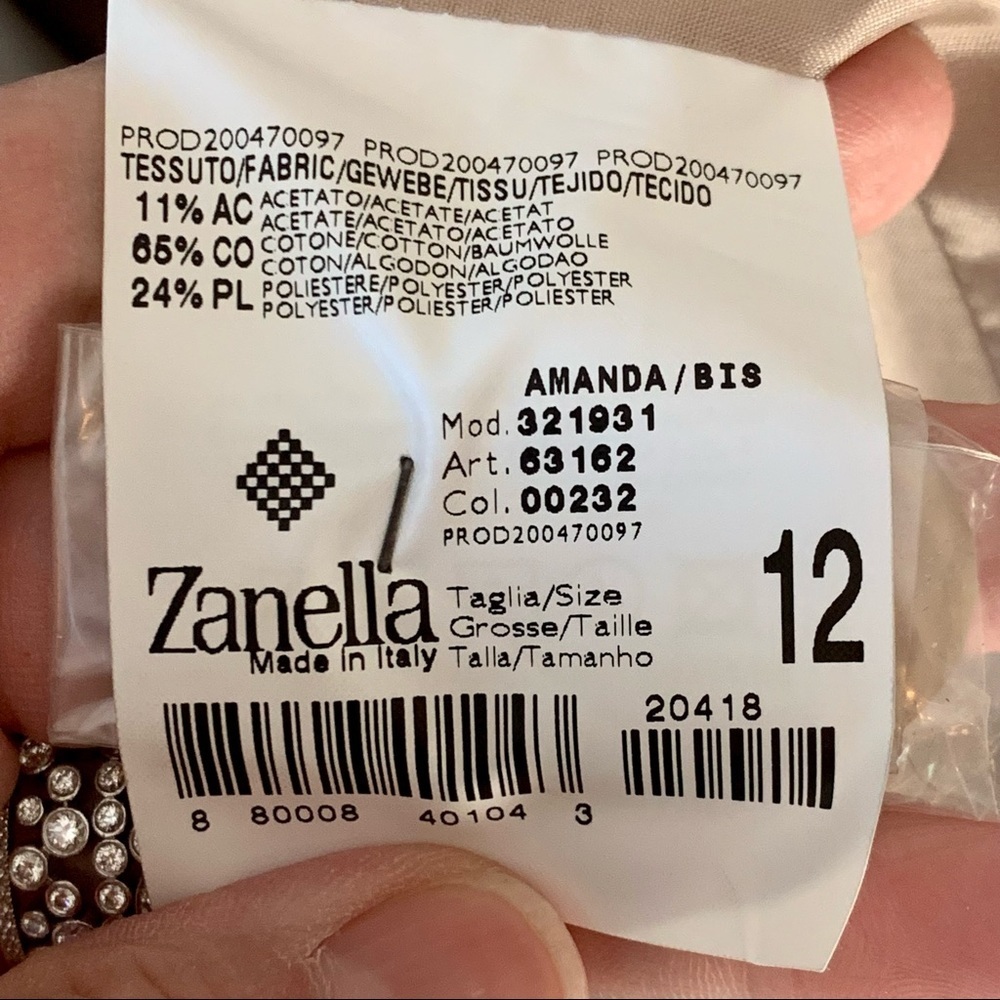 New ZANELLA Amanda Cotton Blend Woven Tan Blazer Made in Italy Career Tailored - Picture 6 of 15